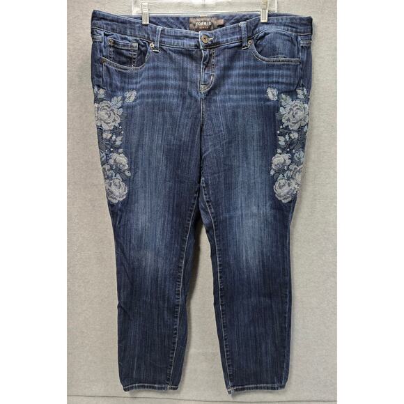 Torrid Floral Embroidered Jeans Size 22R - Picture 1 of 5